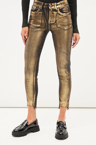 Jeans recht model - Goudkleurig en Zwart