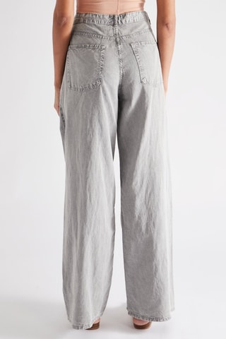 Wijde jeans hoge taille - Lichtgrijs