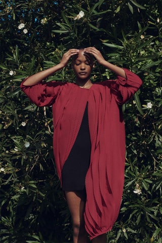 Jas met ruches - Bordeauxrood