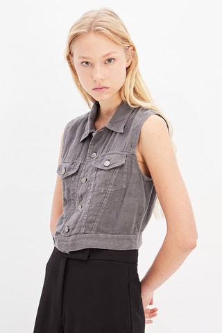 Mouwloos Linnen Spijkerjasje - Grijs