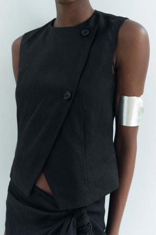 Linnen Mouwloos Jasje - Zwart