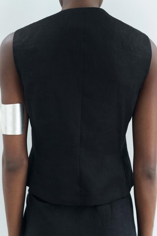 Linnen Mouwloos Jasje - Zwart
