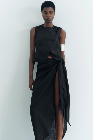 Linnen Mouwloos Jasje - Zwart