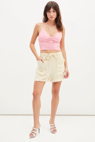 Linnen Crop Top - Roze