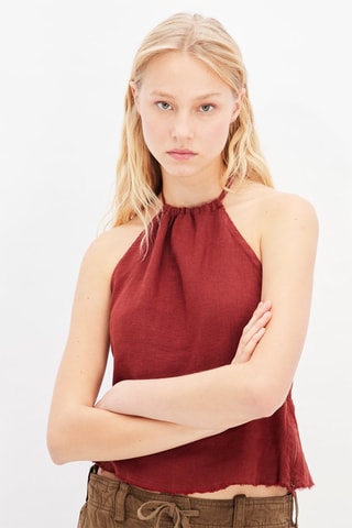 Linnen Top - Bordeauxrood