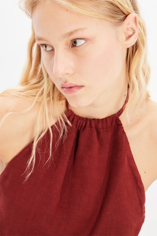 Linnen Top - Bordeauxrood