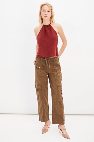 Linnen Top - Bordeauxrood