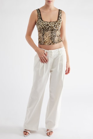 Crop top - Beige en Zwart