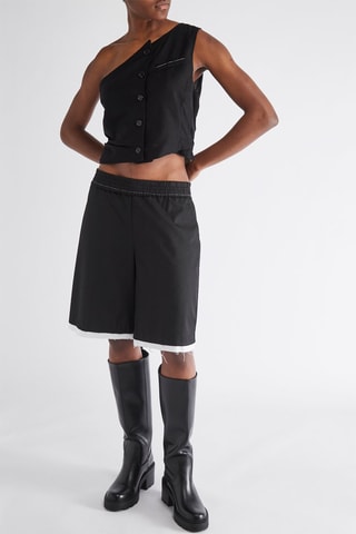 Asymmetrisch crop top - Zwart