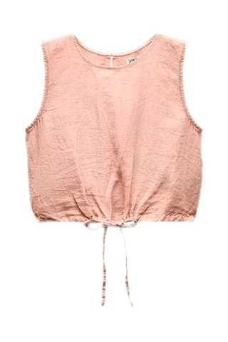 Linnen Crop Top - Poederroze