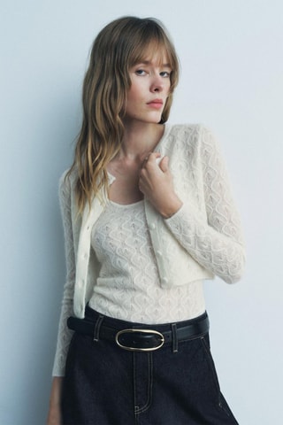 Wollen en Alpacawollen Top - Ecru