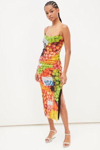 Midi-jurk Groen en Oranje