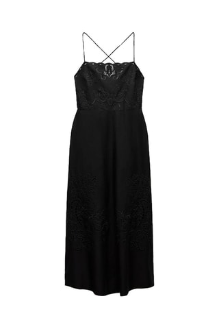 Midi-jurk met Engelse Borduursels - Zwart