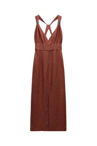 Linnen Midi-jurk - Steenrood