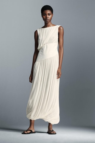 Gedrapeerde Jurk Ecru