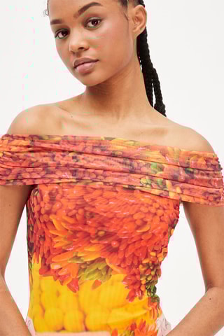 Midi-jurk Oranje en Geel