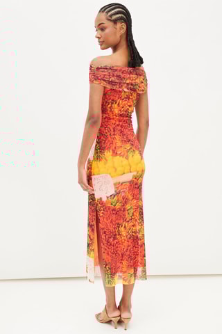 Midi-jurk Oranje en Geel