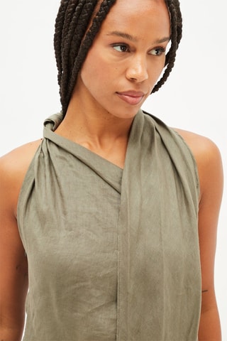Asymmetrische Linnen Jurk - Groen