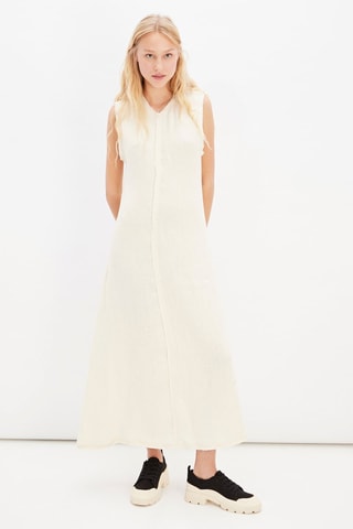 Mouwloze Linnen Jurk - Ecru