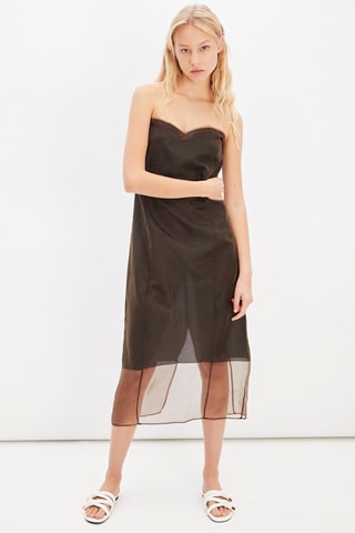 Strapless Jurk - Bruin