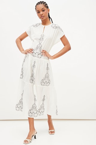 Midi-jurk Wit en Zwart