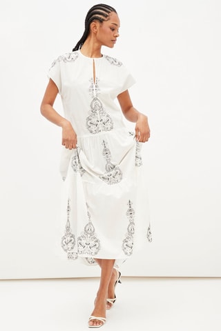 Midi-jurk Wit en Zwart