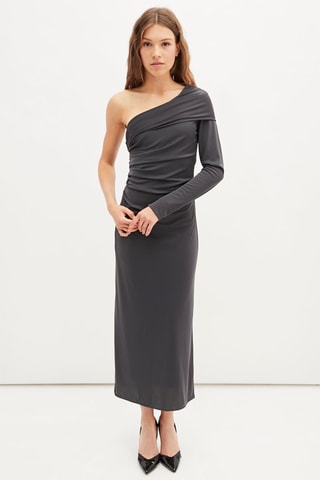Lange asymmetrische jurk - Grijs
