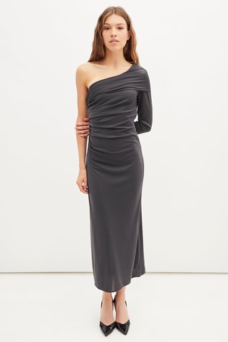 Lange asymmetrische jurk - Grijs