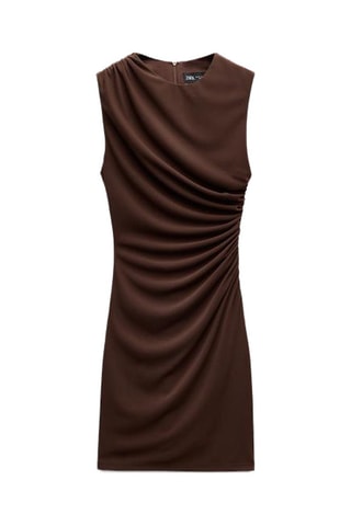 Gedrapeerde Jurk - Bruin