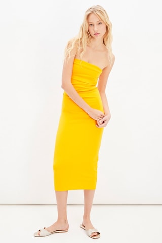 Strapless Jurk - Geel