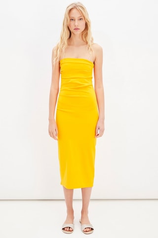 Strapless Jurk - Geel