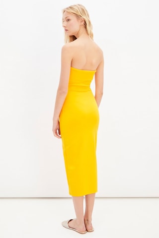 Strapless Jurk - Geel