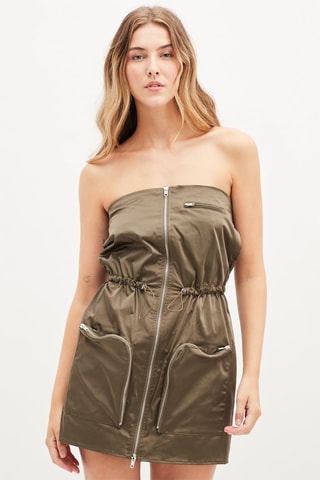 Strapless Jurk - Taupe