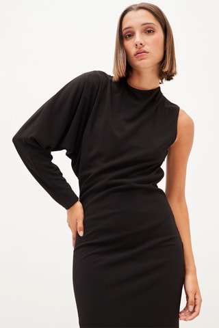 Lange asymmetrische jurk - Zwart