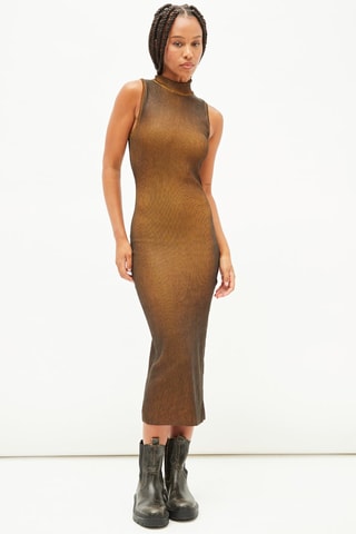 Nauwaansluitende Jurk - Bruin