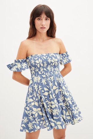 Jurk met Ruches - Blauw