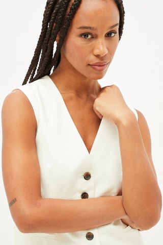 Mouwloze Linnen Colbert - Wit