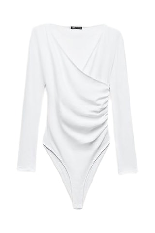 Gedrapeerde Bodysuit - Wit