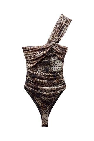 Asymmetrische Bodysuit - Bruin