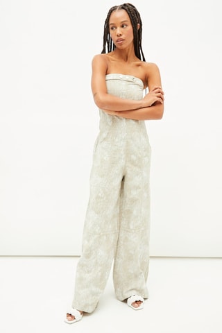 Linnen Jumpsuit Bustier - Beige