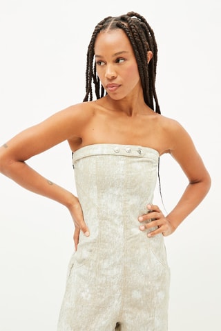 Linnen Jumpsuit Bustier - Beige