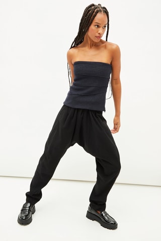 Wollen Strapless Top - Marineblauw