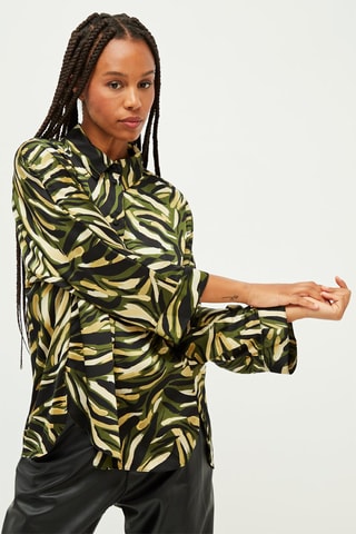 Oversized Blouse - Groen en Ecru