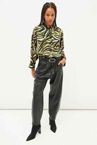 Oversized Blouse - Groen en Ecru