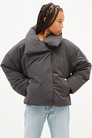 Gewatteerde jas met capuchon - Zwart