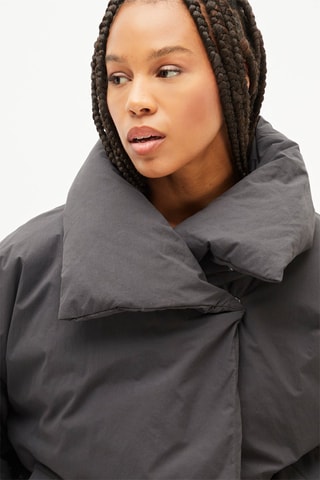 Gewatteerde jas met capuchon - Zwart