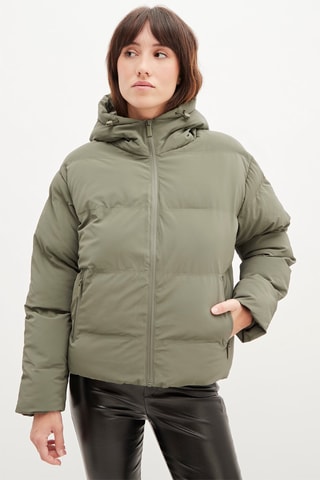 Gewatteerde jas met capuchon - Kaki