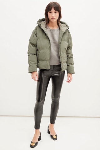 Gewatteerde jas met capuchon - Kaki