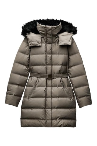 Gewatteerde jas met capuchon - Grijs