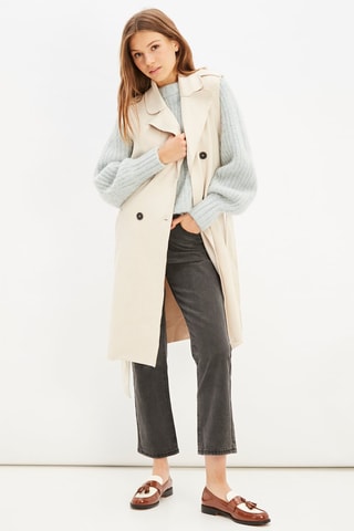 Mouwloze Trenchcoat - Ecru
